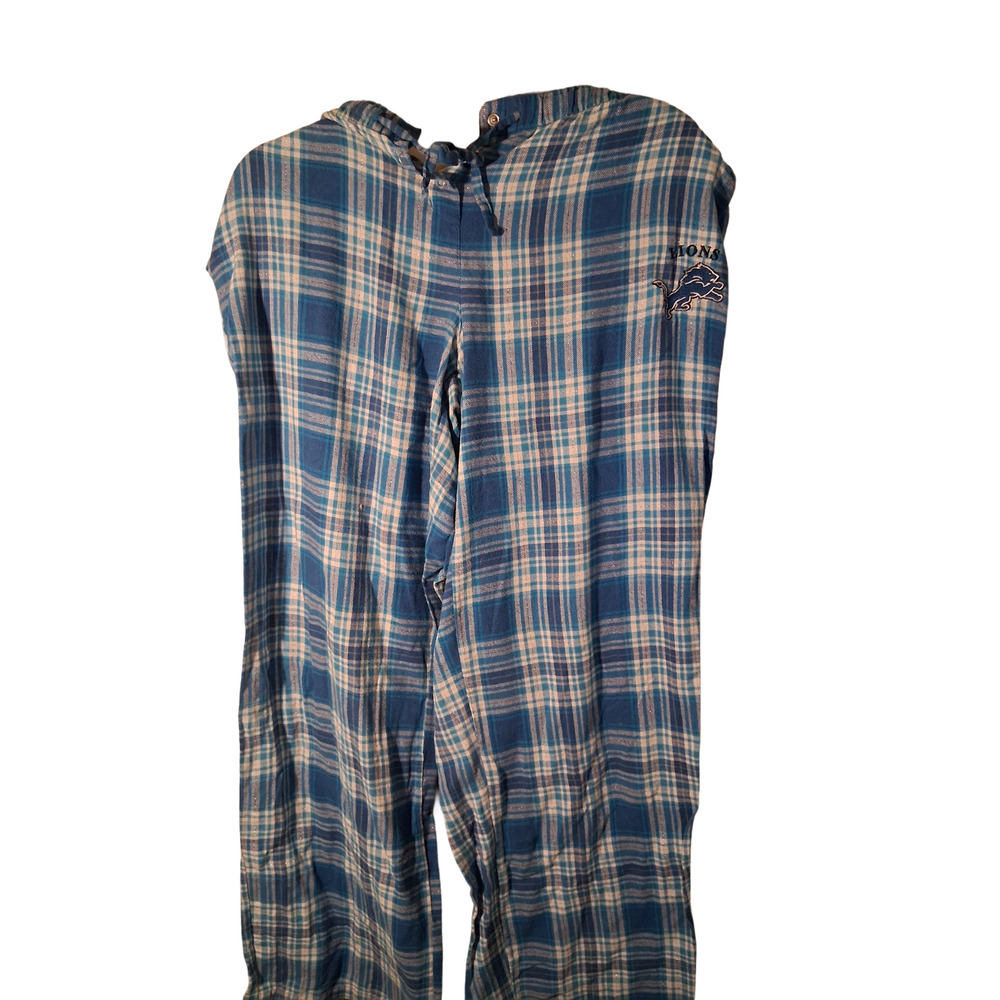 DETROIT LIONS FLANNEL PAJAMA PANTS Football NFL Pockets Sewn Logo Adult XL